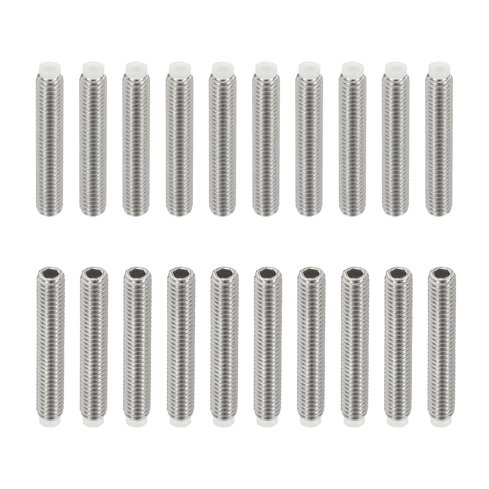 PATIKIL M4x25mm Nylon Tip Grub Screw, 20pcs 304 Stainless Steel Metric Hex Socket Head Cup Point Anti Slip Set Screws Internal Hex Drive Hardware