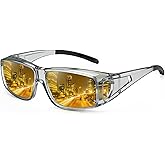 Bio-th Night Driving Glasses Anti Glare, Polarized Night Vision Glasses for Driving, HD Yellow Tint Lens for Rain, Fog & Dark