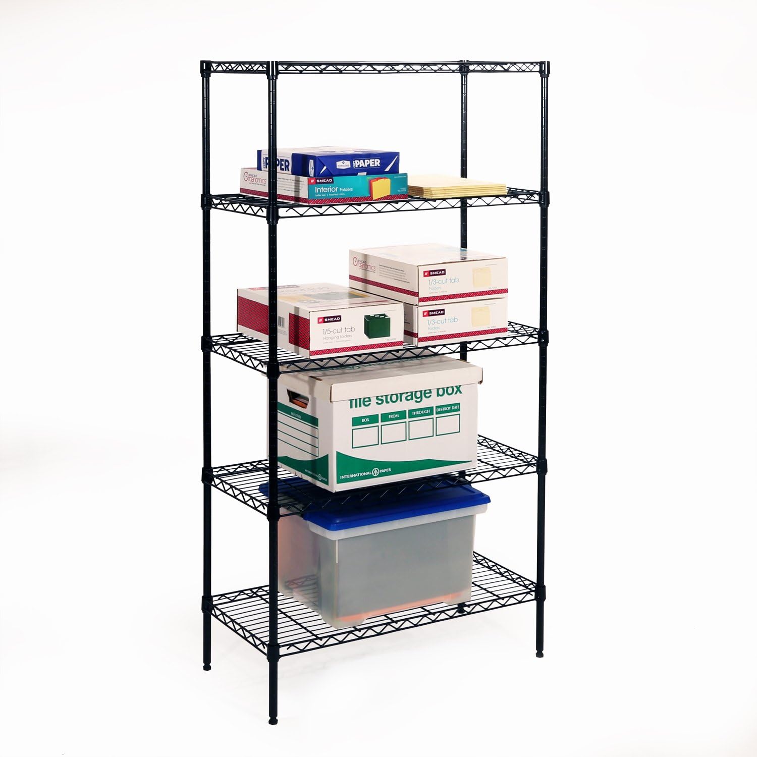 Seville Classics 5-Tier Black Epoxy Steel Wire Shelving, 30" W x 14" D x 60" H: Home & Kitchen