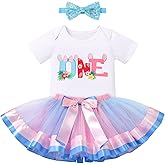 IBTOM CASTLE Baby Girl 1st 2nd Birthday Outfit Party Romper Tutu Skirt Sequin Bow Headband Set Cake Smash Photoshoot Clothes