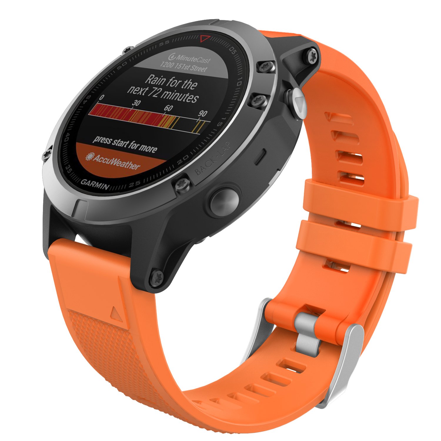 MoKo Strap Compatible with Garmin Fenix 7/7 Pro/6/6 Pro/5/5 Plus/Forerunner 965/955/945/Instinct Solar/Instinct 2, Quick Fit 22mm Silicone Replacement Sport Watch Band, Orange