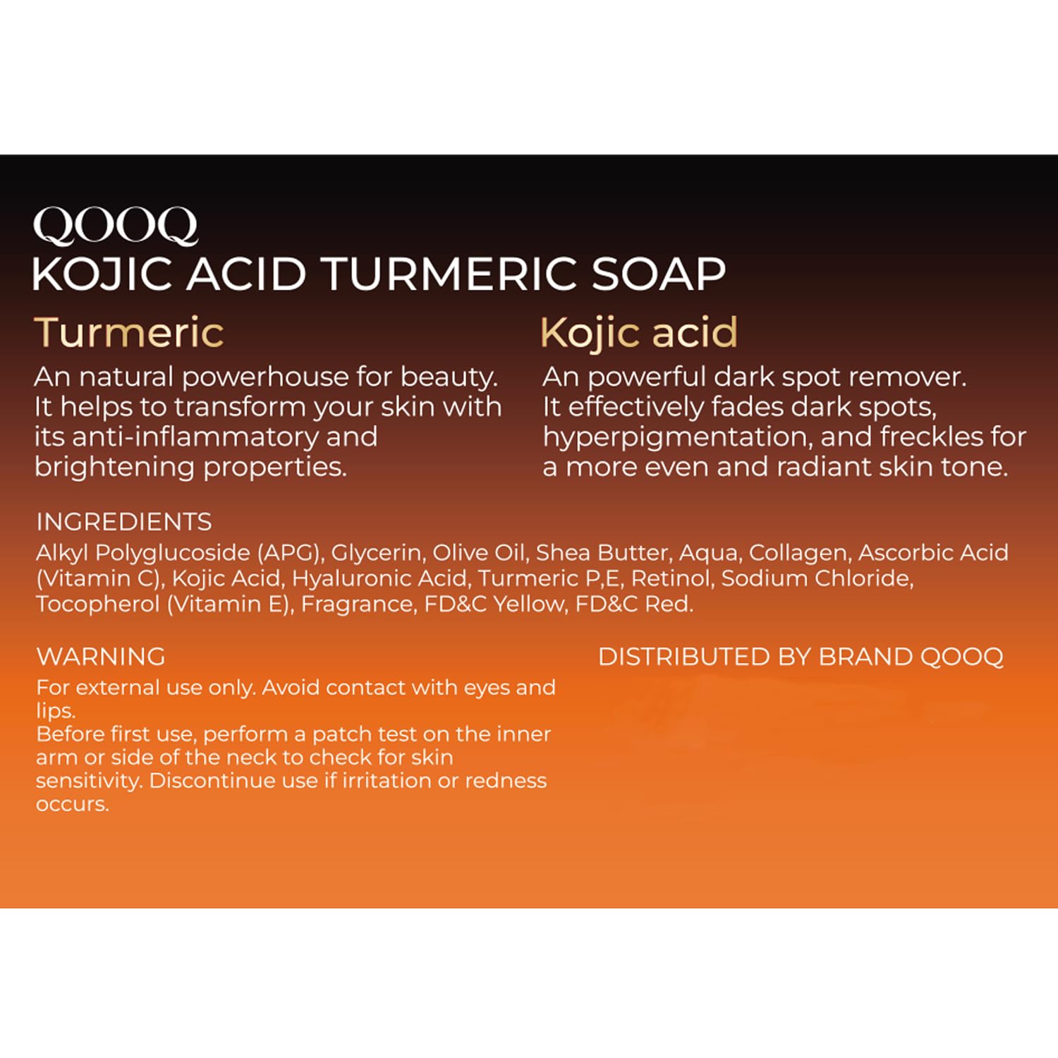 QOOQ Turmeric Kojic Acid Soap for Dark Spots Brightening – Face and Body Wash with Vitamin C, Retinol, Collagen, Vitamin E, Glycerin, Shea Butter & Castile Olive Oil – Soap for Women & Men (120g x 2)