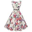 GRACE KARIN Boatneck Sleeveless Vintage Tea Dress With Belt