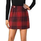 Vrtige Women's Plaid Skirt Casual High Waist Zipper Pencil Bodycon Mini Skirt