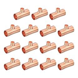 uxcell 15Pcs 1/2" x 1/4" x 1/2" Copper Reducing Tee