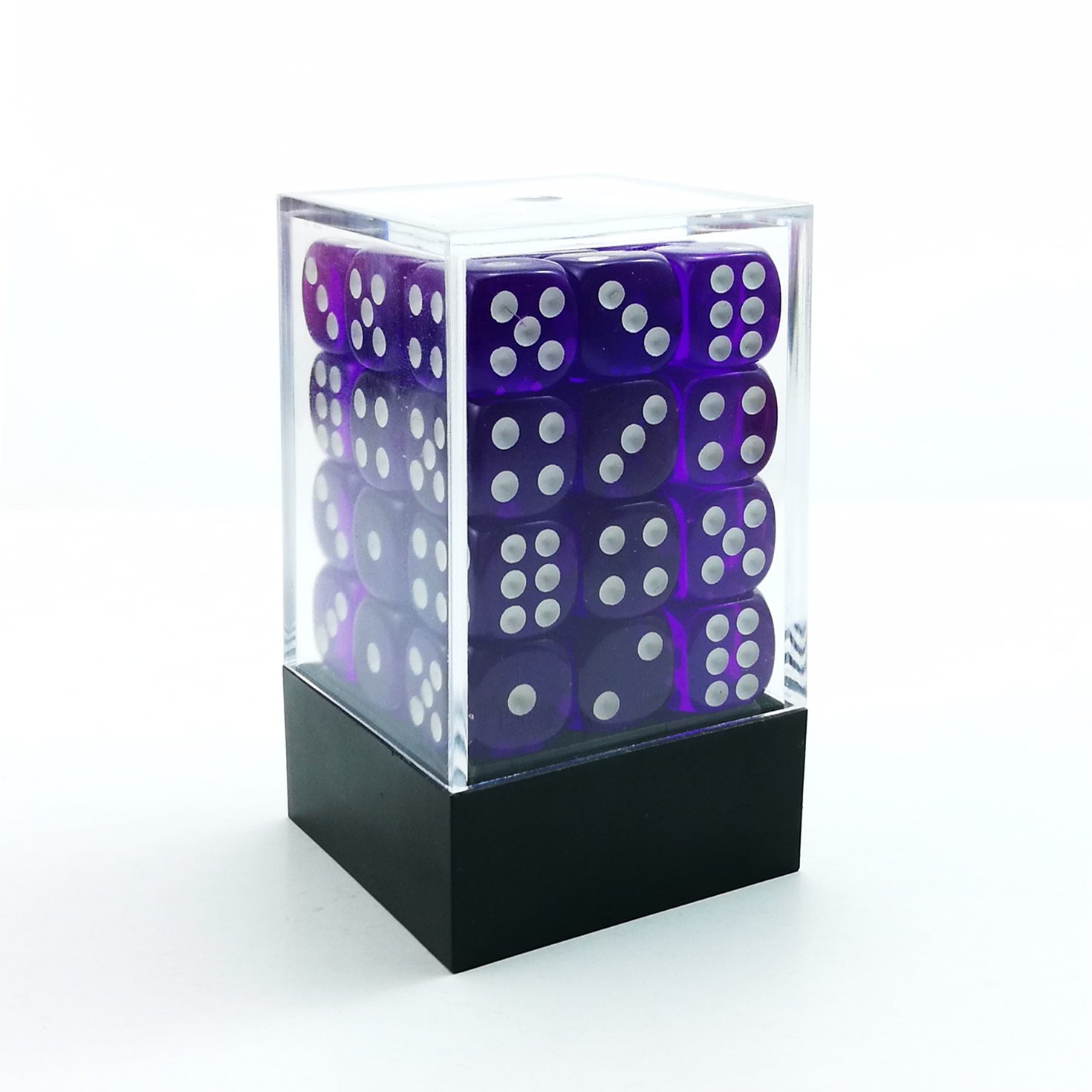 Bescon 12mm 6 Sided Dice 36 in Brick Box,12mm Six Sided Die (36) Block of Dice, Translucent Purple With White Pips
