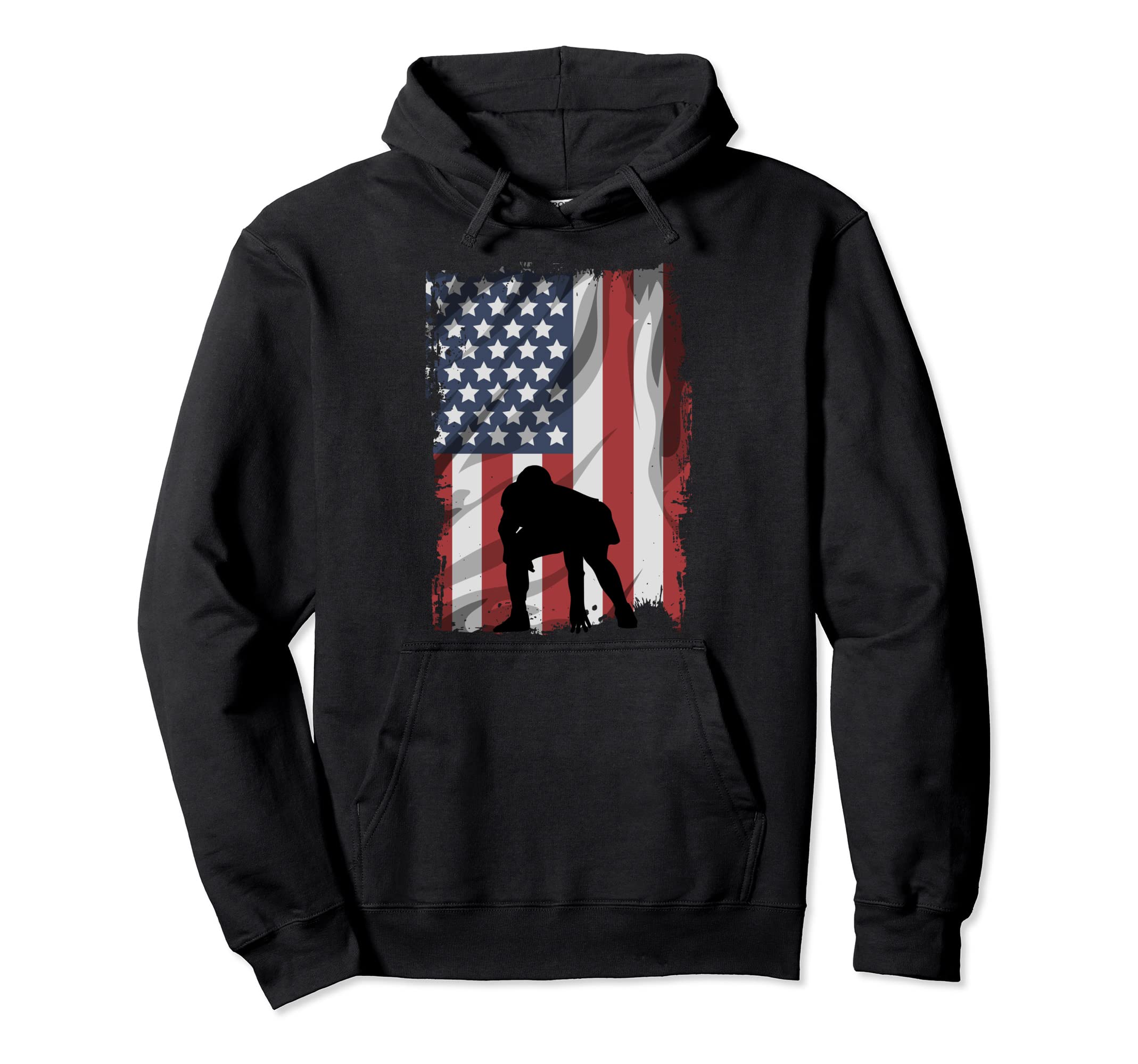 Football lineman USA Flag Left. Tackle Pullover Hoodie