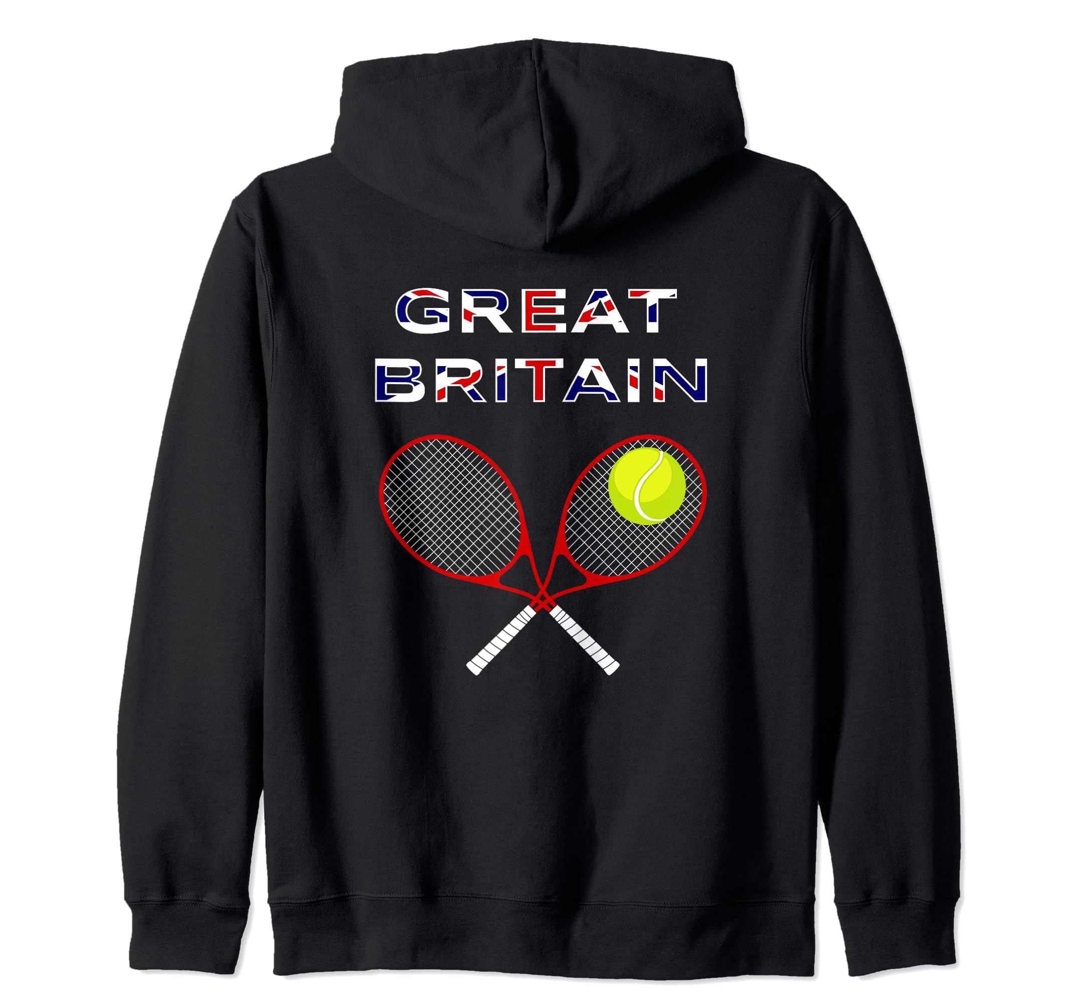 UK Flag Tennis Ball, Racket / Great Britain Team Fan Support Zip Hoodie