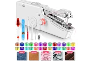 HUMUTAN 35PCS Accessories Portable Handheld Sewing Machine, Battery Operated and Easy to Use Hand Sewing Machine for Beginners, Automatic Electric Mini Sewing Machine for DIY, Fabrics, Clothes, Home, Travel