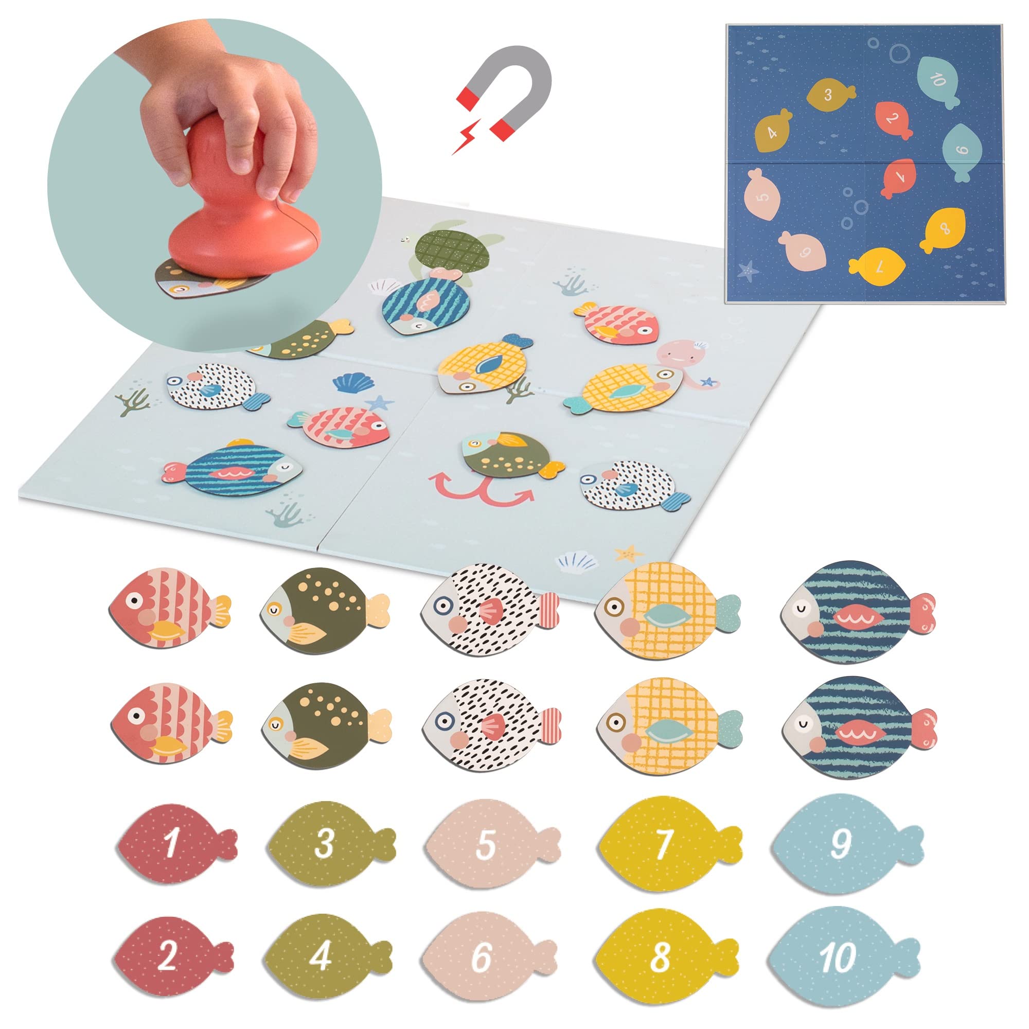 Taf Toys My First Magnetic Fishing Game. Double-sided Fish Board Game. 6 in 1 Educational Toy for Toddlers. Catch, Count, Sort Fun. Gift Suitable for Boys & Girls 1 year old +