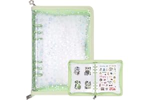 Ruatu Sticker Organizer Binder - Reusable Sticker Collecting Book Storage Album Holder with Pocket Pages A5 Zipper Cover Collection Container (Green)