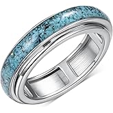 Tajuxa Turquoise Fidget Spinner Ring 925 Sterling Silver Anxiety Rings Turquoise Jewelry Gifts for Women