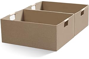 Fabric Collapsible Storage Bins, 2 Packs Cloth Storage Cubes with Wooden Handles, Stow Home Items Shelf Baskets, Rectangular 