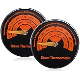 Frienda Wood Stove Thermometer Magnetic, Oven Temperature Meter for Wood Burning Stoves Top, Avoiding Gas Chimney Pipe Damaged by Overheat(2 Pieces)