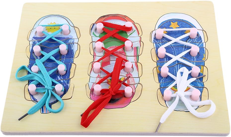 Zerodis Wooden Educational Shoe Laces Threading Board Matching Puzzle ...