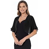 Women Shrug Soft Chiffon Open Front Sheer 3/4 Sleeve Bolero Cardigan for Evening Dress