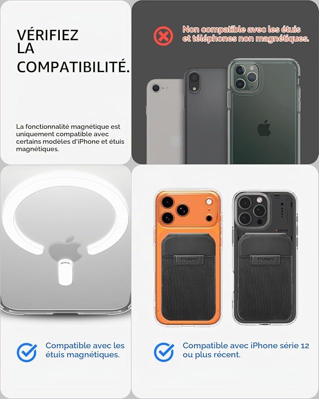 Slim Fold MagFit Porte Carte MagSafe [Jusqu’à 12 Cartes]