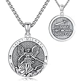 Adnix 925 Sterling Silver Patron Saint Amulet Pendant Necklace Religion Protection Jewelry for Men Women