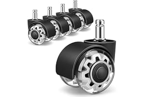 AMTAKE Office Chair Wheels,Set of 5 Replacement Wheels for All Hardwood and Carpet Floors,Heavy Duty Rollerblade Style Computer Desk Gaming Home Chair Casters Wheels,Universal Size(Silver 11x22mm)