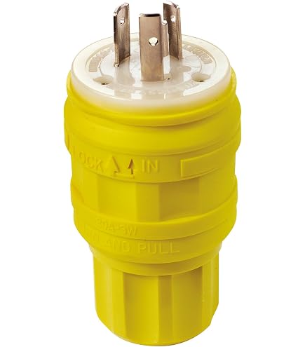 Leviton 20 Amp 250V Wetguard Locking Connector – Industrial Grade, Yellow, Watertight Seal