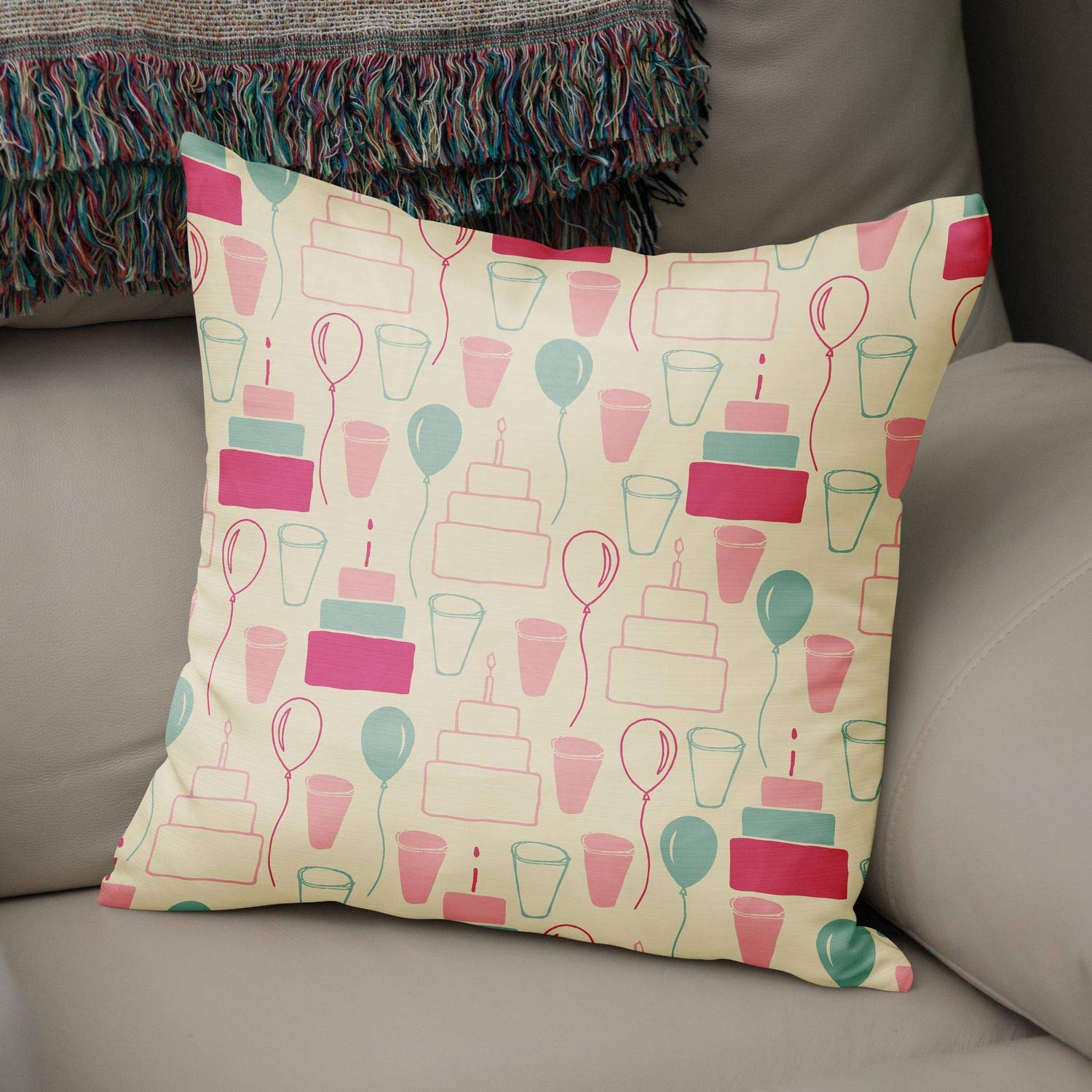 Bonamaison Decorative Cushion Cover Random Pattern, Throw Pillow Covers, Home Decorative Pillowcases for Livingroom, Sofa, Bedroom, Size:50x50 Cm - Designed and Manufactured in Turkey