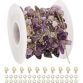 YOUBEIYEE 13 Feet Purple Gemstone Jewelry Making Chain Gold Plated Stainless Steel Paperclip Chain for Women Necklace Bracelet DIY Jewelry Supplies Findings
