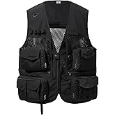 BASSDASH Men's Women's Utility Fishing Cargo Vest Outdoor Safari Photography Work Vest with Multi Pockets Mesh Back FV14