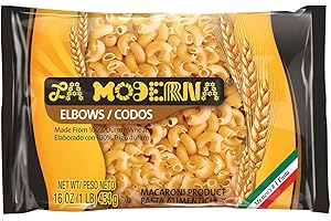 LA MODERNA, Elbow Codos Pasta, 16 oz (Pack of 1) | Enriched Durum Wheat Semolina | Kosher, Non-GMO, Iron and Vitamin-Fortified | Perfect for Soups, Salads, Casseroles, and Pasta Dishes