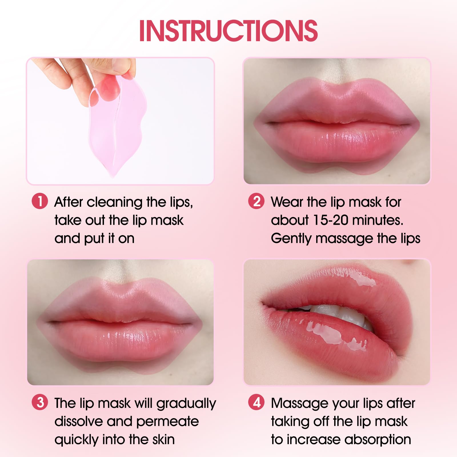 30 pieces of Moisturizing Collagen Crystal Lip Mask - Anti-Ageing & Anti Chapped, Reduce lip Wrinkles, Fade Lip Color, Make Skin Smooth (Pink)