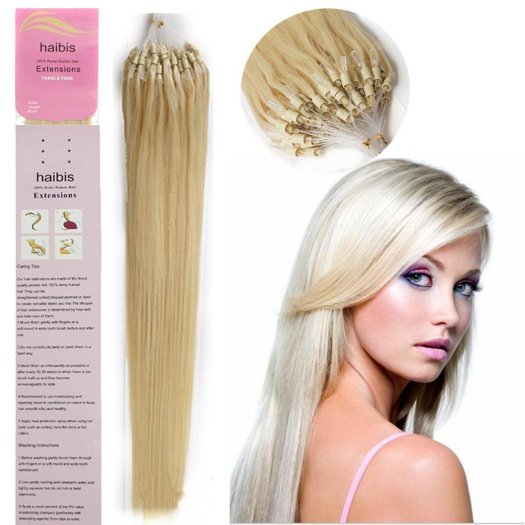 22 1g S 60 White Blonde Haibis 16 22 Straight Micro Loop