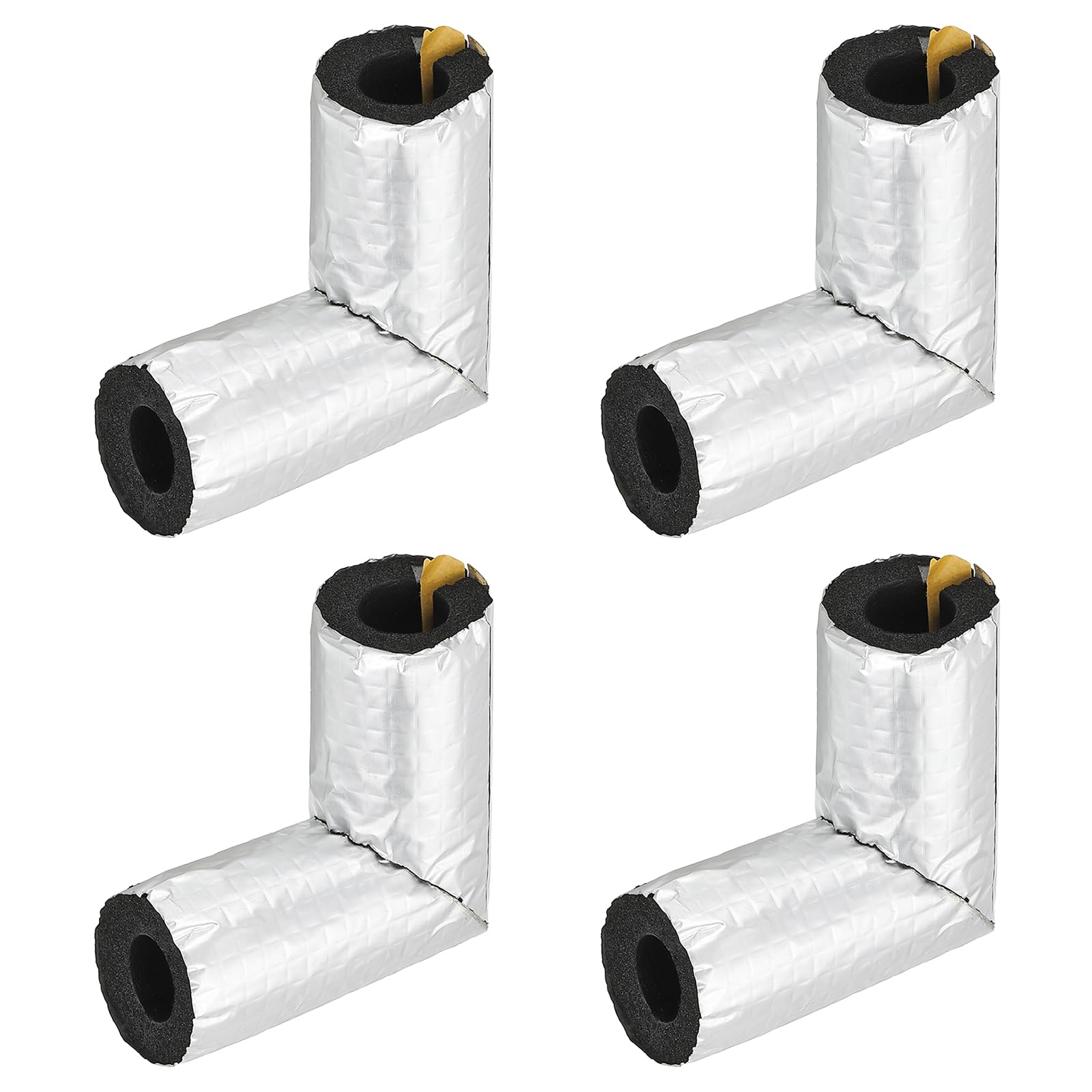 PATIKIL 1/2" Elbow Insulation Tubing, 4 Pack Black Foam Pipe Insulation with Aluminum Foil for Heat Preservation & Freeze Protection