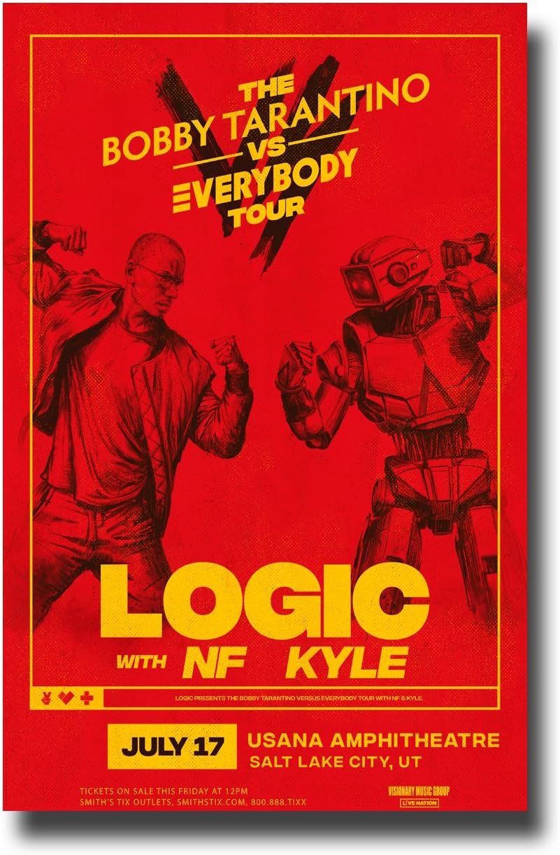Logic Poster Concert Promo 11 x 17 inches Rapper Bobby Tarantino with NF and Kyle 2018 SLC