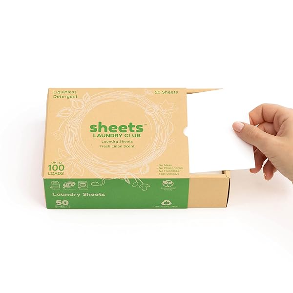 SHEETS LAUNDRY CLUB BUNDLE – 50 PACK (UP TO 100 LOADS) FRESH LINEN DETERGENT SHEETS & 40 PACK VITALITY DRYER SHEETS – NEW LIQUIDLESS TECHNOLOGY, TRAVEL ESSENTIAL CLEANING SUPPLIES