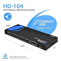 OREI HDMI Splitter 1 in 4 Out – 4K@30Hz HDMI 2.0