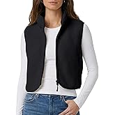 CUBRIDGE Cropped Fleece Vest Women Zip Up Stand Collar Warm Sherpa Vest Fall Cute Sleeveless Fleece Waistcoat with Pocket