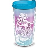 Tervis Mermaids Make Waves Insulated Tumbler with Wrap and Turquoise Lid, 10oz Wavy, Clear