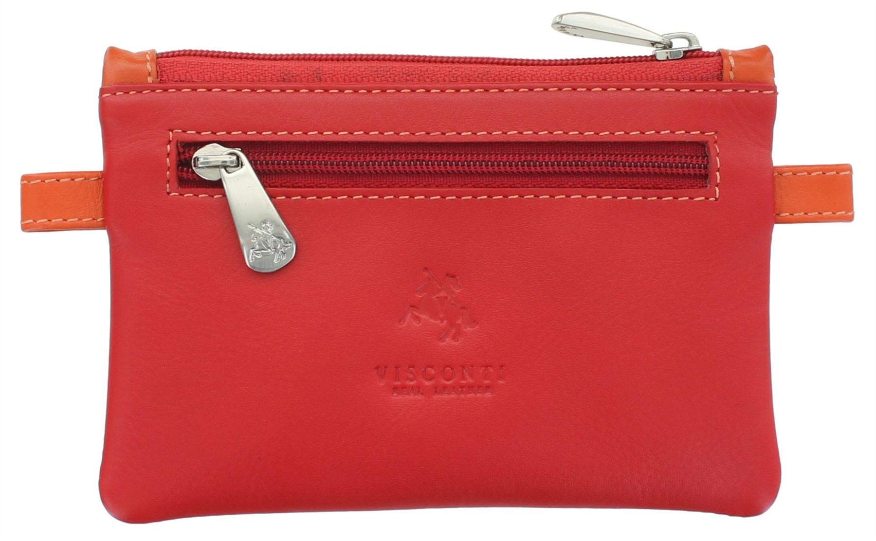 Visconti Leather Zip Top Cora Coin Purse with Keyring CP2a Red Multi
