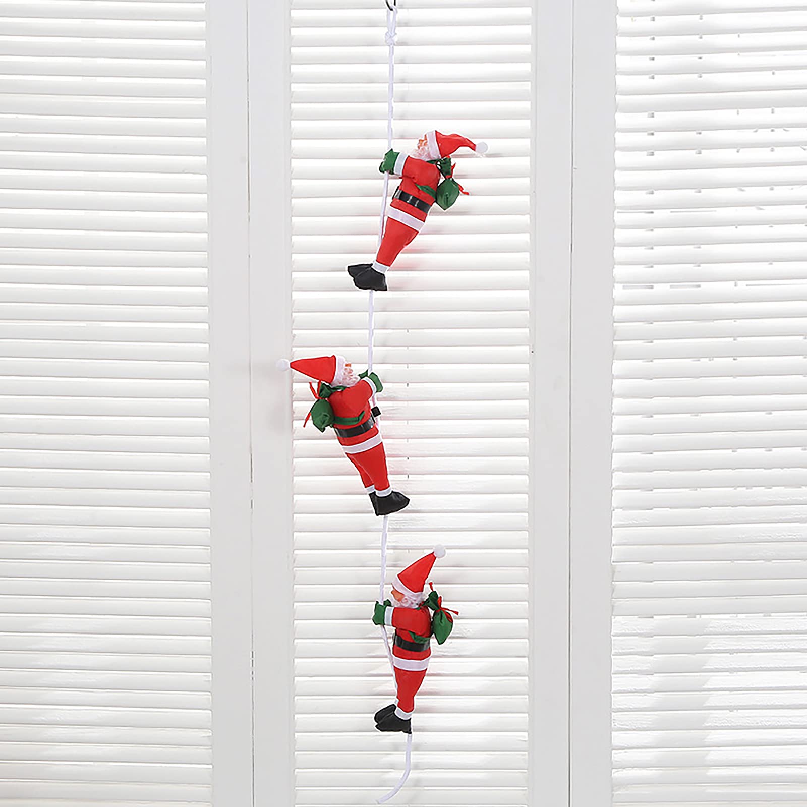 NICEYEA Santa Claus Climbing Rope Christmas Ornaments Climbing Santa Claus Creative Xmas Tree Decorations for Home Party Door Wall Window