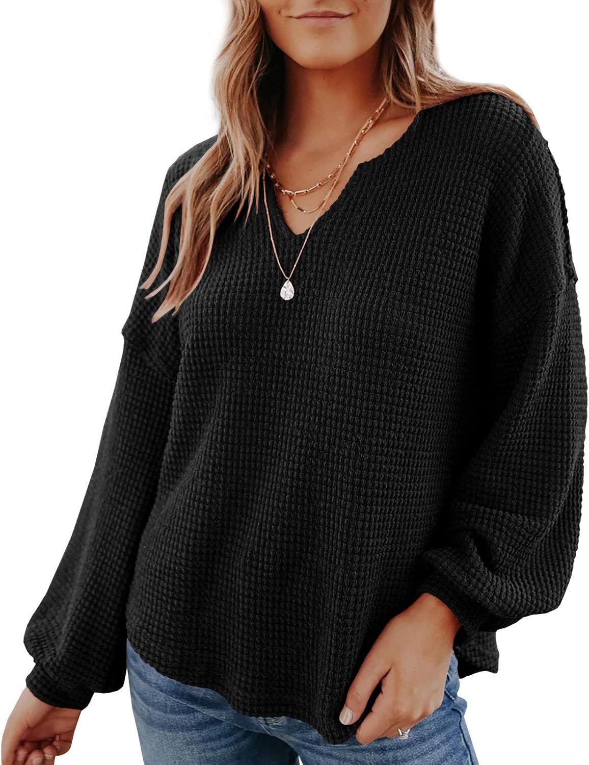 women's 100 cotton waffle thermal shirts