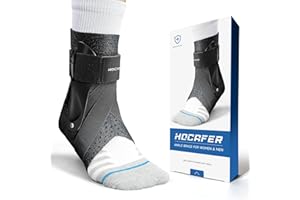 Hocafer Ankle Brace for Women & Men - Ankle Support Sprained Ankle Brace for Achilles,Tendon,Sprain,Injury Recovery,Ankle Support Brace for Running, Basketball, Football (Black,L,Right)