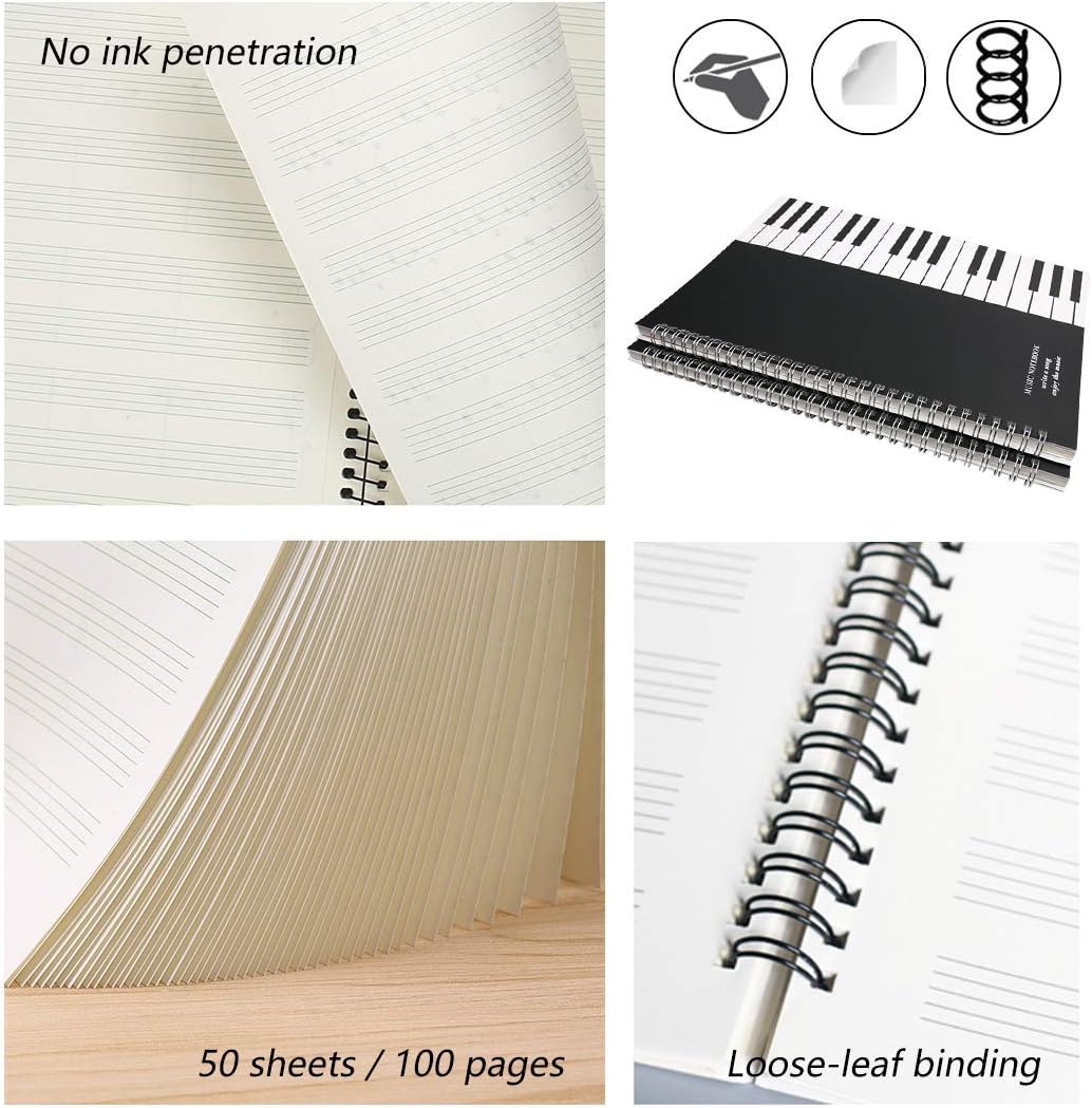 Partition Vierge Piano Cahier Partitions Musique Alomejor - 50 Pages Pour  Copie Notes, Couverture Piano Noir Carnet Musique Manuscrit, image size:1034x1049