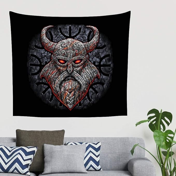 Tapiz para colgar en la pared, diseño de mandala nórdico, casco de