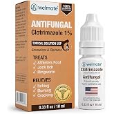 WELMATE, Clotrimazole 1%, Antifungal Topical Solution, 0.33 fl oz (10mL) | Athlete's Foot, Jock Itch, Ringworm Treatment, Greaseless, Non-Staining, Fast-Acting Relief for Itchy, Burning, Cracking Skin
