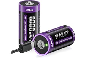 Mspalocell Rechargeable C Batteries with Charger 2 Pack, 1.5V Li-ion 6000 mWh C Cell Batteries with 2 in 1 Type-C Charging Ca