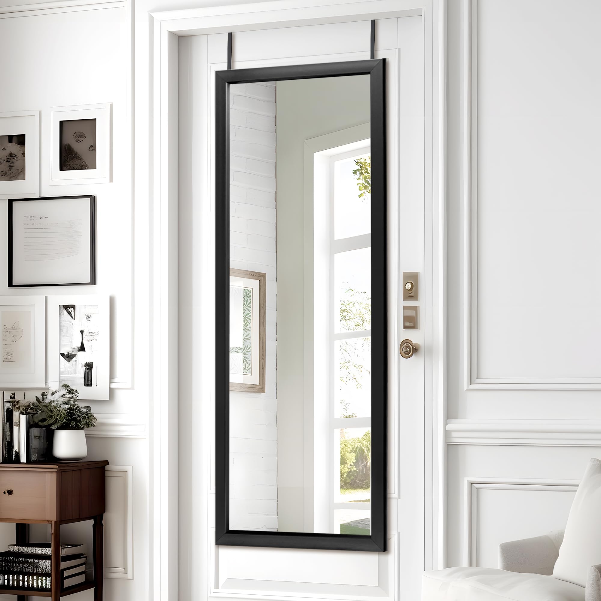 Photo 1 of ***************BROKEN FRAME AT BOTTOM**************
NeuType Full Length Mirror, 44" x 16" Over The Door Mirror, Wall Mount Hanging Mirror with 2 Metal Hangers for Wall Bedroom, Bathroom, Living Room, Decor,Black