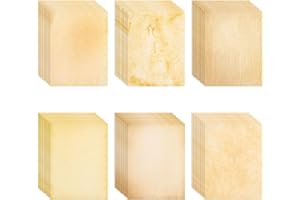 96 Sheets Vintage Style Stationery Paper - DIY Party Invitations - Stained Antique Paper for Letter Writing, Typewriting (Dou