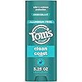Tom’s of Maine Clean Coast Aluminum Free Natural Deodorant For Women & Men | Goes on Clear | Odor & Wetness Protection | Naturally Derived and Moisture-Locking Ingredients | 3.25 oz