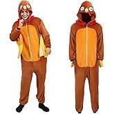 nezababycos Adult Turkey Onesie Costume Turkey Pajamas Outfit Funny Animal Suit for Women Men Thanksgiving Halloween