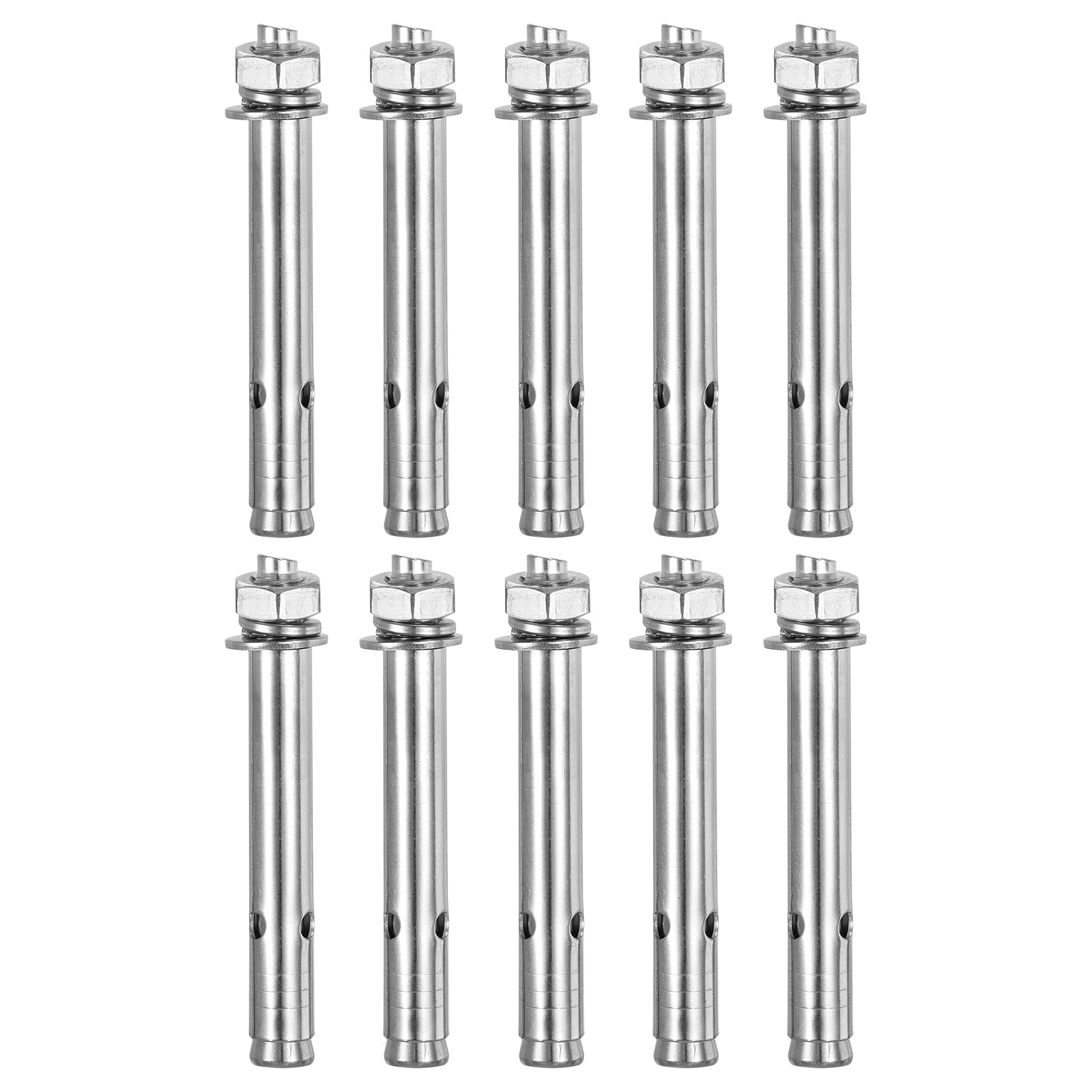 DTGN M10 x 100 Expansion Bolts - 10Pack- Good for Concrete Dry Brick Block Walls - 304 Stainless Steel - Silver