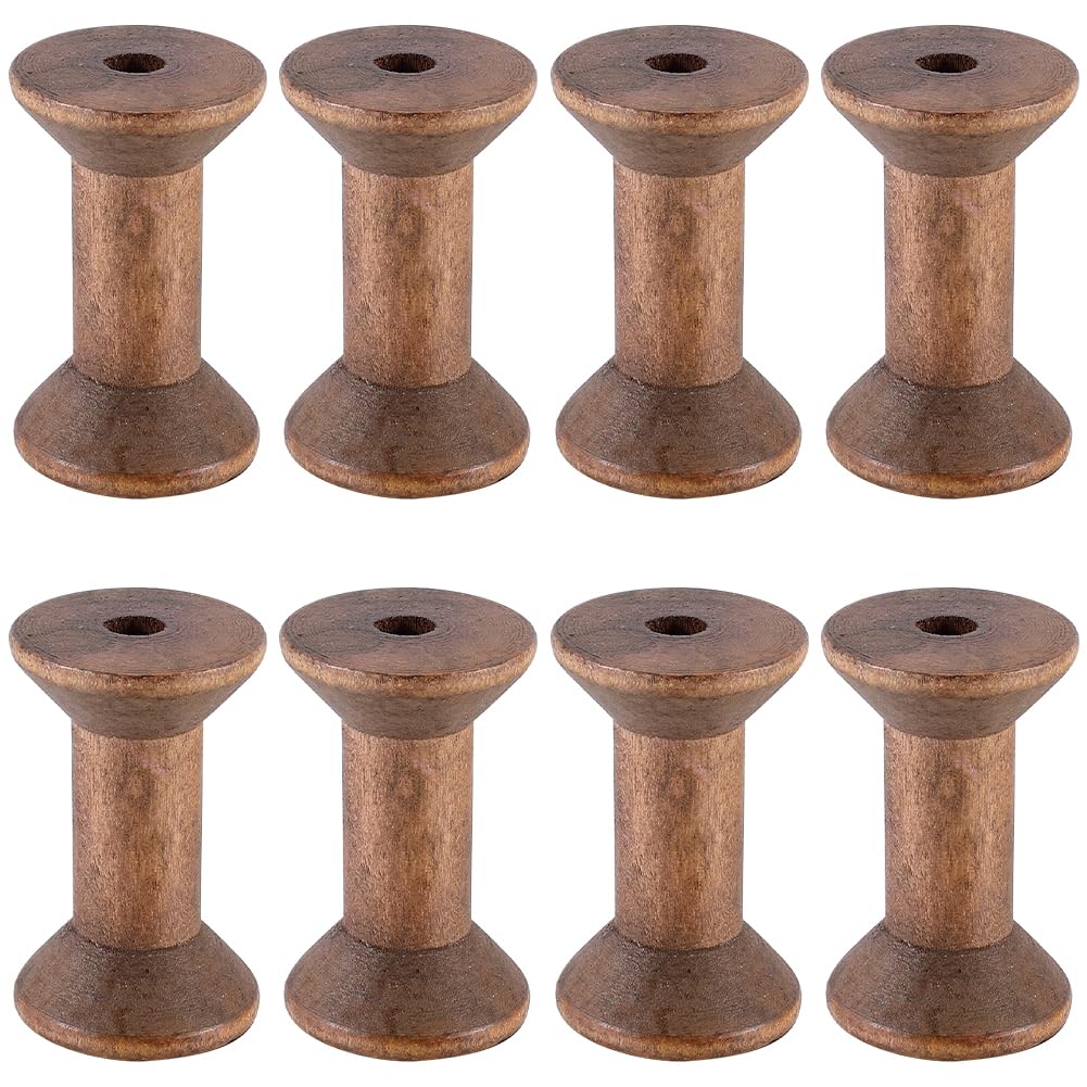 SUNNYCLUE 10Pcs Wooden Thread Bobbins Vintage Wooden Bobbins Natural Unfinished Empty Wire Weaving Textile Rope Roll Crochet Cord Organizer Line Strings Spool for Embroidery Sewing Art DIY Crafts